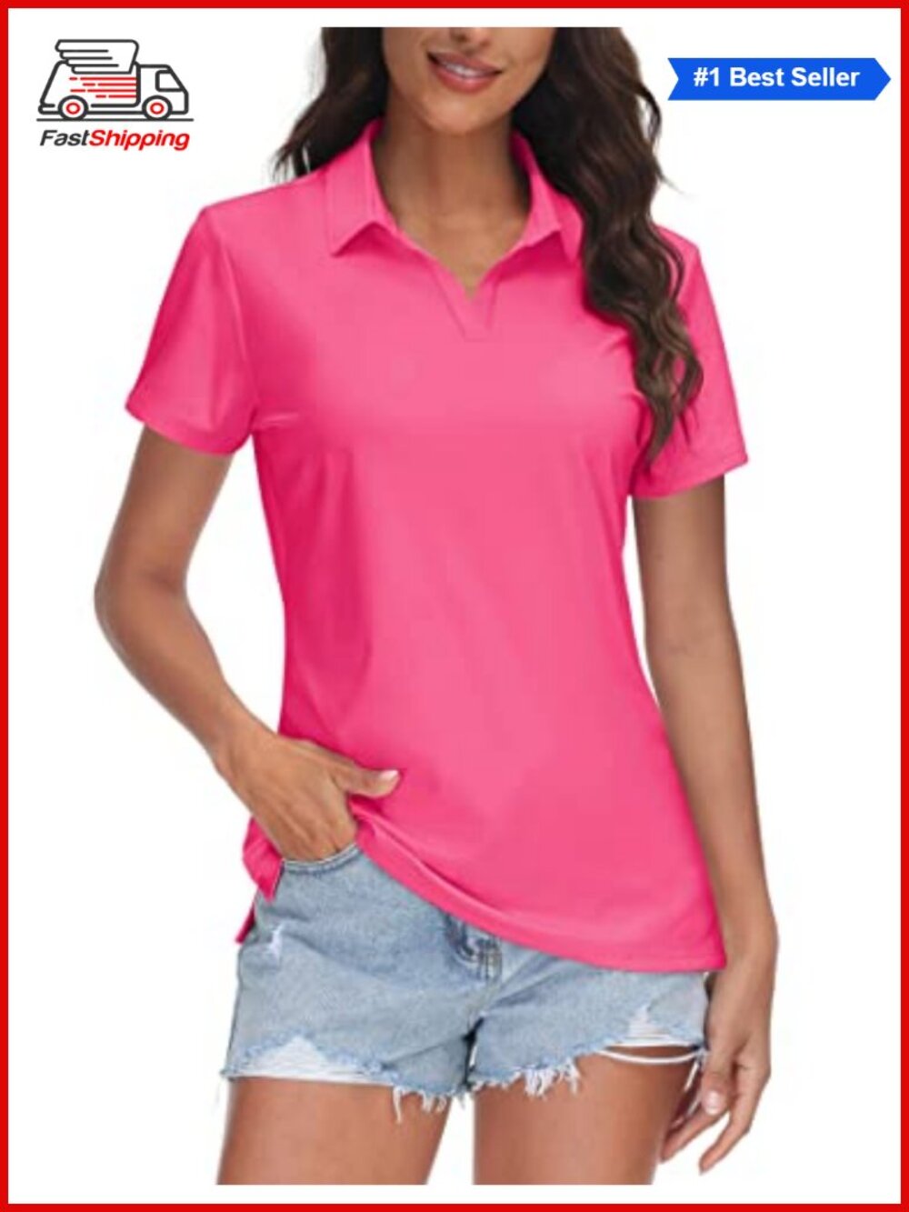 ✨ TACVASEN Women's V-Neck Polo Shirt UPF 50+ Quick Dry Golf
